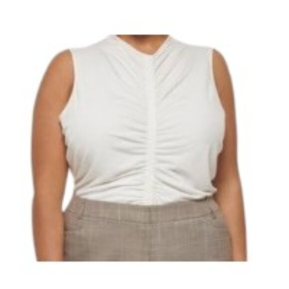 Calvin Klein Plus Size Sleeveless Ruched Blouse Top White 2X NWT - Picture 1 of 2